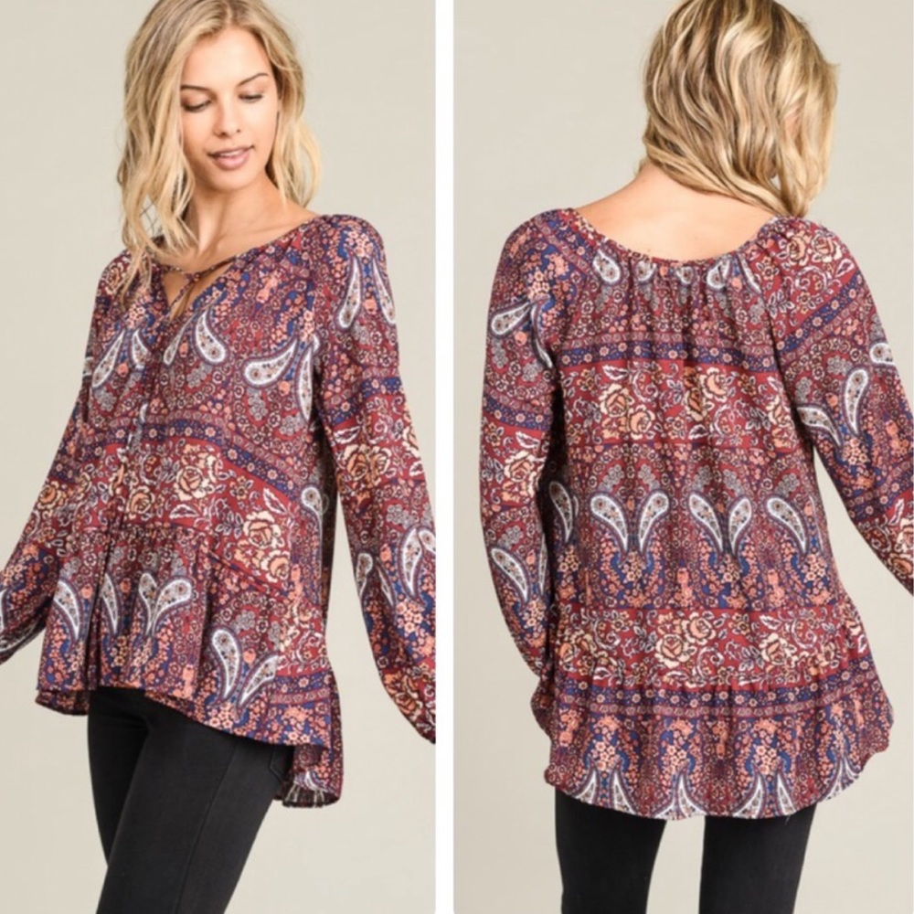 🆕 Paisley Peplum Blouse